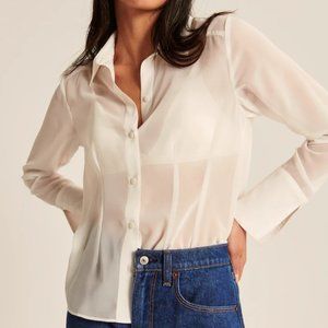 - ABERCROMBIE & FITCH WHITE SHEER BUTTON DOWN NWT